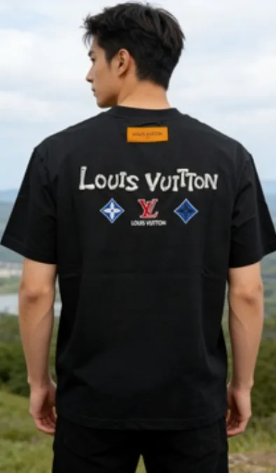 Louis Vuitton/Louis Vuitton 26ss embroidered presbyopic letter short sleeves